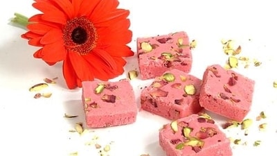 Barfi: Barfi is a fudge-like sweet made from condensed milk, sugar, and flavourings such as cardamom or pistachios. It is believed to have originated in Persia and was introduced to India by the Mughals. (pinterest)