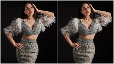 In a silver bracelet and statement finger rings from the house of Soni Sapphire, Sunny further accessorised her look for the day. (Instagram/@sunnyleone) In a silver bracelet and statement finger rings from the house of Soni Sapphire, Sunny further accessorised her look for the day. (Instagram/@sunnyleone)