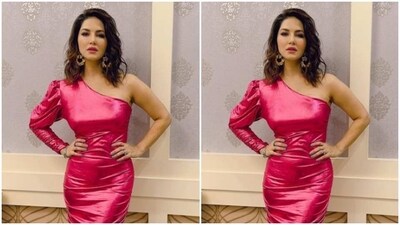 Sunny’s dress featured one shoulder detail and a full sleeve and came with bodycon patterns. (Instagram/@sunnyleone) Sunny’s dress featured one shoulder detail and a full sleeve and came with bodycon patterns. (Instagram/@sunnyleone)