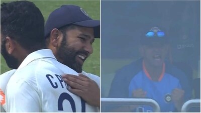 Rohit Sharma with Cheteshwar Pujara; Rahul Dravid (BCCI/Star) Rohit Sharma with Cheteshwar Pujara; Rahul Dravid (BCCI/Star)
