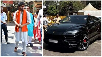 Kartik Aaryan's Lamborghini parked in wrong space. Kartik Aaryan's Lamborghini parked in wrong space.