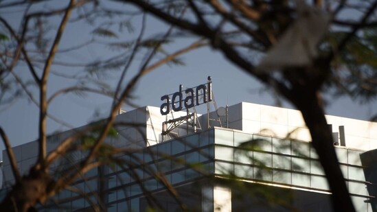 Signage of Adani Group in Mumbai. (Bloomberg)