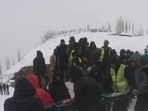 Tajikistan Avalanches: People take part in a rescue operation following an avalanche slide in Gorno-Badakhshan region, Tajikistan.