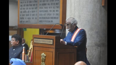 Haryana governor Bandaru Dattatreya on Monday informed the Vidhan Sabha that the Manohar Lal Khattar government intends to expand the scope of Parivar Pehchan Patra (PPP) by linking this e-governance initiative with government schemes and databases to promote “paperless” and “faceless” delivery of services to citizens. (HT Photo) Haryana governor Bandaru Dattatreya on Monday informed the Vidhan Sabha that the Manohar Lal Khattar government intends to expand the scope of Parivar Pehchan Patra (PPP) by linking this e-governance initiative with government schemes and databases to promote “paperless” and “faceless” delivery of services to citizens. (HT Photo)