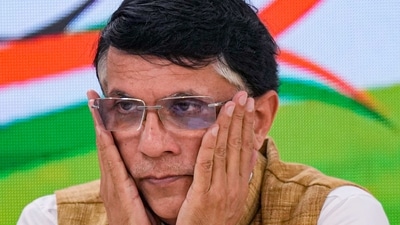 Congress leader Pawan Khera during a press conference at AICC headquarter. (PTI) Congress leader Pawan Khera during a press conference at AICC headquarter. (PTI)