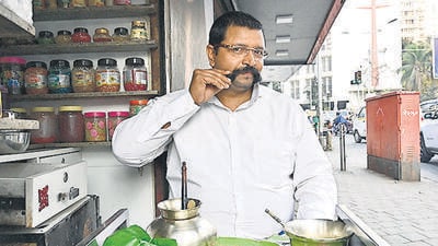 Mumbai, India - February 20, 2023: Ramkumar Tiwari paan shop owner of Muchhad Paanwala, at Kemps Corner, in Mumbai, India, on Monday, February 20, 2023. (Photo by Anshuman Poyrekar/ Hindustan Times) (Anshuman Poyrekar/HT PHOTO) Mumbai, India - February 20, 2023: Ramkumar Tiwari paan shop owner of Muchhad Paanwala, at Kemps Corner, in Mumbai, India, on Monday, February 20, 2023. (Photo by Anshuman Poyrekar/ Hindustan Times) (Anshuman Poyrekar/HT PHOTO)