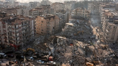 Turkey earthquake: An aerial view shows collapsed and damaged buildings following an earthquake in Hatay, Turkey. (Reuters)