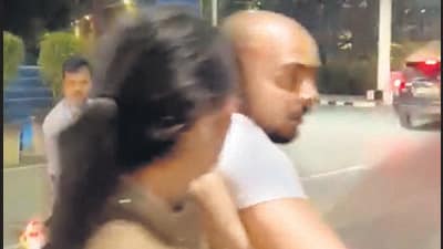 Video grab shows cricketer Prithvi Shaw and accused Sapna Gill in a scuffle over demands for selfie in the early hours of February 15. (HT PHOTO) Video grab shows cricketer Prithvi Shaw and accused Sapna Gill in a scuffle over demands for selfie in the early hours of February 15. (HT PHOTO)