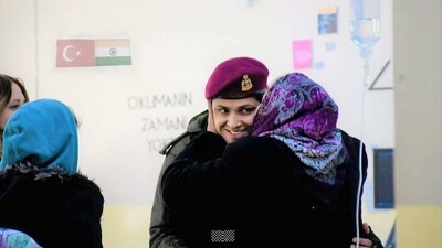 Major Tiwari said that within hours of reaching Turkey, the army set up their hospital in a building near a local hospital in Iskenderun. (Twitter) Major Tiwari said that within hours of reaching Turkey, the army set up their hospital in a building near a local hospital in Iskenderun. (Twitter)