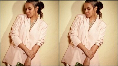Neha further accessorised her look for the day in a stunning white stone-embedded multilayered necklace from the house of Anmol Jewellers. (Instagram/@nehadhupia) Neha further accessorised her look for the day in a stunning white stone-embedded multilayered necklace from the house of Anmol Jewellers. (Instagram/@nehadhupia)