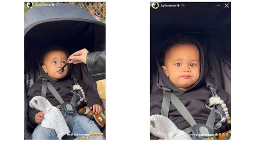 Kylie Jenner shares video of her son Aire via Instagram Stories.