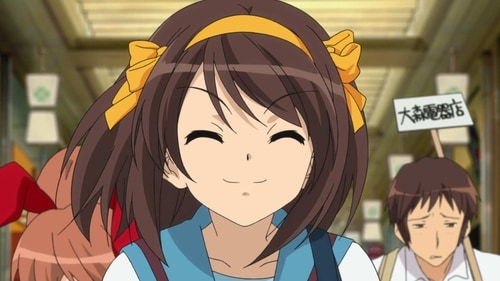 The Melancholy of Haruhi Suzumiya is a classic anime series about a high school student named Kyon, who gets caught up in the wild adventures of his classmate Haruhi. (Kyoto Animation) The Melancholy of Haruhi Suzumiya is a classic anime series about a high school student named Kyon, who gets caught up in the wild adventures of his classmate Haruhi. (Kyoto Animation)