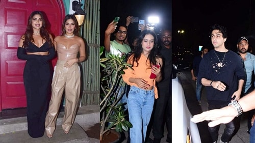 Bhumi Pednekar, sister Samiksha Pednekar, Nysa Devgan and Aryan Khan in Mumbai. Bhumi Pednekar, sister Samiksha Pednekar, Nysa Devgan and Aryan Khan in Mumbai.