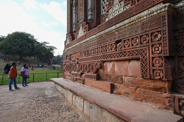 Conservation architect Misbah Noorie, who is the ASI in charge of the Qutub Complex, said that the thrust of conservation at Alai Darwaz will be on strengthening and creating carvings where the ornamental design has eroded. (Sanchuit Khanna/HT photo) Conservation architect Misbah Noorie, who is the ASI in charge of the Qutub Complex, said that the thrust of conservation at Alai Darwaz will be on strengthening and creating carvings where the ornamental design has eroded. (Sanchuit Khanna/HT photo)