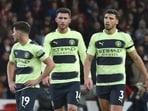Manchester City's Julian Alvare (left), Aymeric Laporte (centre) and Ruben Dias walk on the pitch Manchester City's Julian Alvare (left), Aymeric Laporte (centre) and Ruben Dias walk on the pitch
