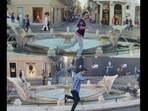 Sourav Garg recreating Ranbir Kapoor’s steps from the song Small Town Girl at Spanish Steps in Rome. 