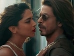 Deepika Padukone and Shah Rukh Khan in a still from Pathaan. 