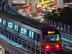 A six-coach Namma Metro train (Bengaluru) runs on a track after its inauguration in June 2018. (PTI File Photo)