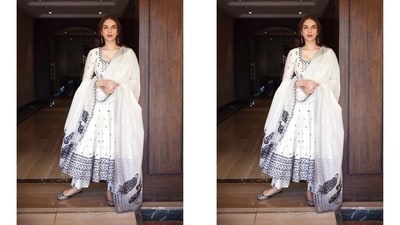 The pictures show Aditi looking elegant in the anarkali suit, perfect for the modern Indian woman. You can easily include the attire in your daily wear closet for donning it at lowkey family functions, Sunday brunches or laidback lunches with girlfriends. (Instagram) The pictures show Aditi looking elegant in the anarkali suit, perfect for the modern Indian woman. You can easily include the attire in your daily wear closet for donning it at lowkey family functions, Sunday brunches or laidback lunches with girlfriends. (Instagram)