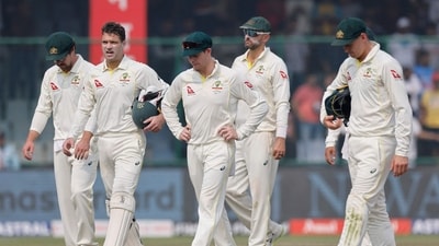 Australia players look dejected after the 2nd Test against India in New Delhi (REUTERS)