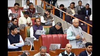 Haryana chief minister Manohar Lal Khattar during the assembly session on Tuesday. (HT photo) Haryana chief minister Manohar Lal Khattar during the assembly session on Tuesday. (HT photo)