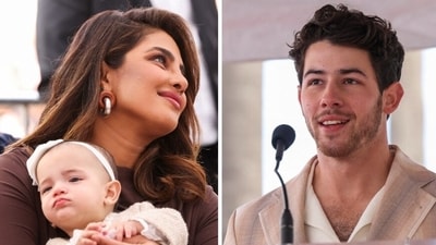 Priyanka Chopra held Malti in her arms as Nick Jonas gave a speech during a recent event. Priyanka Chopra held Malti in her arms as Nick Jonas gave a speech during a recent event.