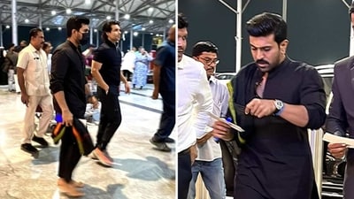 Ram Charan arrived barefoot at Hyderabad airport.