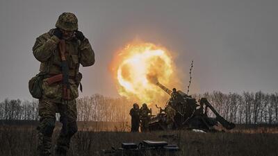 Ukrainian soldiers fire a Pion artillery system at Russian positions near Bakhmut, Donetsk region, Ukraine. (AP) Ukrainian soldiers fire a Pion artillery system at Russian positions near Bakhmut, Donetsk region, Ukraine. (AP)