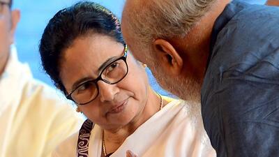 West Bengal chief minister Mamata Banerjee at a programme on the occasion of International Mother Language Day in Kolkata on Tuesday. (ANI)