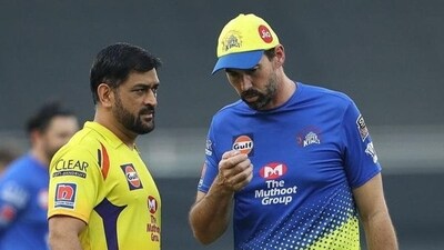 File image of MS Dhoni with Stephen Fleming. (IPL/Twitter)
