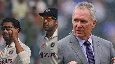 Ravindra Jadeja and R Ashwin; Allan Border Ravindra Jadeja and R Ashwin; Allan Border