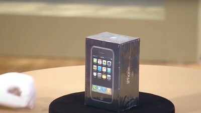 According to the LCG Auctions website, Steve Jobs debuted the iPhone 16 years ago at a Macworld conference. (LCG auctions) According to the LCG Auctions website, Steve Jobs debuted the iPhone 16 years ago at a Macworld conference. (LCG auctions)