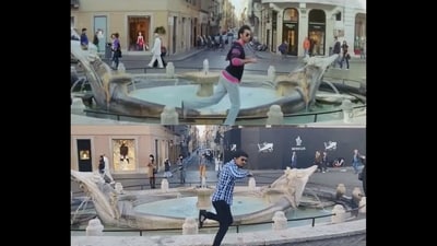 Sourav Garg recreating Ranbir Kapoor’s steps from the song Small Town Girl at Spanish Steps in Rome. (Instagram/@step.out.sourav) Sourav Garg recreating Ranbir Kapoor’s steps from the song Small Town Girl at Spanish Steps in Rome. (Instagram/@step.out.sourav)