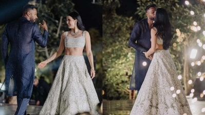 Hardik Pandya, Natasa Stankovic from their sangeet night in Rajasthan. Hardik Pandya, Natasa Stankovic from their sangeet night in Rajasthan.