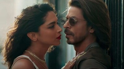 Deepika Padukone and Shah Rukh Khan in a still from Pathaan. Deepika Padukone and Shah Rukh Khan in a still from Pathaan.