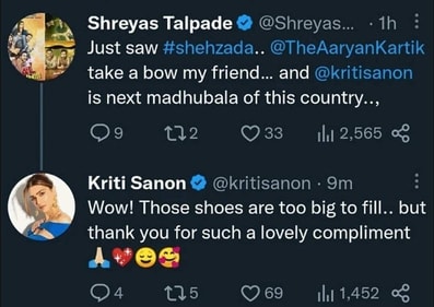 Kriti Sanon responded to a profile who pretended to be Shreyas Talpade on Twitter. Kriti Sanon responded to a profile who pretended to be Shreyas Talpade on Twitter.