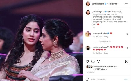 Janhvi Kapoor shared a throwback picture with Sridevi. Janhvi Kapoor shared a throwback picture with Sridevi.