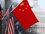China and US flags are seen. China and US flags are seen.