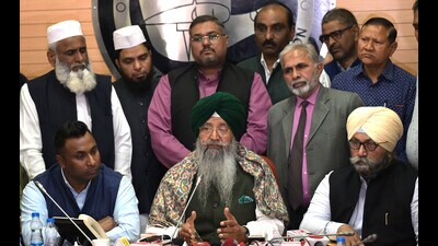 Iqbal Singh Lalpura, chairman of National Commission for Minorities, interacting with media during a press conference at UT Secretariate, Sector 9, Chandigarh, on Wednesday. (Ravi Kumar/HT) Iqbal Singh Lalpura, chairman of National Commission for Minorities, interacting with media during a press conference at UT Secretariate, Sector 9, Chandigarh, on Wednesday. (Ravi Kumar/HT)