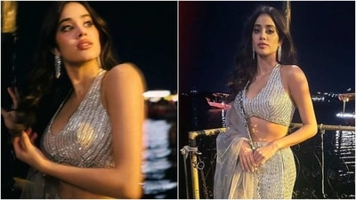 Janhvi Kapoor stuns in a Manish Malhotra metallic lehenga. (Instagram) Janhvi Kapoor stuns in a Manish Malhotra metallic lehenga. (Instagram)