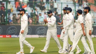 Indian captain Rohit Sharma with teammates during the first day of the 2nd Test match between India and Australia (PTI) Indian captain Rohit Sharma with teammates during the first day of the 2nd Test match between India and Australia (PTI)
