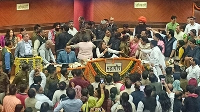 Delhi mayor Shelly Oberoi at the Municipal Corporation of Delhi House. (HT Photo)
