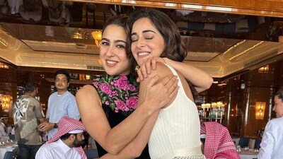 Sara Ali Khan and Ananya Panday share a hug upon being reunited in Doha. The two were there for a work-vacation. Sara Ali Khan and Ananya Panday share a hug upon being reunited in Doha. The two were there for a work-vacation.