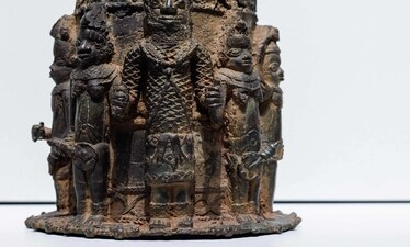 In this file photo, A 'Hand Altar' (ikegobo - from Nigeria, Benin Kingdom, 18-19th century) is displayed as part of an exhibition of the new Berlin Palace Humboldt Forum in Berlin. Germany handed back 20 looted artefacts to Nigeria on December 20, 2022, more than 100 years after they were stolen during a ransacking of an ancient kingdom by British colonial forces. (AFP)