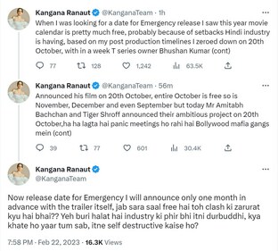 Kangana Ranaut said she will announced the new release of Emergency.