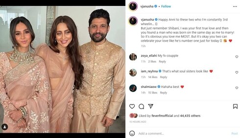 Anusha Dandekar's post for Shibani and Farhan.