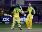 Australia's Mitchell Marsh and Glenn Maxwell celebrate