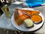 Alex Ellis took to Twitter to share a picture of his meal – a crisp dosa, sambhar and coconut chutney. 