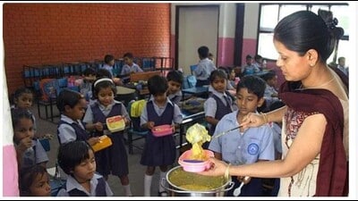 A gang of burglars targeted two government schools in Ghungrana village of Ludhiana and decamped with several things, including a refrigerator, LED screen and mid-day meal ration after setting the furniture in one of the buildings on fire. (HT file photo for representation) A gang of burglars targeted two government schools in Ghungrana village of Ludhiana and decamped with several things, including a refrigerator, LED screen and mid-day meal ration after setting the furniture in one of the buildings on fire. (HT file photo for representation)