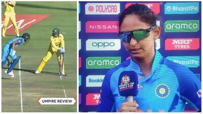 An emotional Harmanpreet Kaur had to fight back tears after India bowed out of the T20 World Cup 2023 at Cape Town (Screengrab/Disney+ Hotstar) An emotional Harmanpreet Kaur had to fight back tears after India bowed out of the T20 World Cup 2023 at Cape Town (Screengrab/Disney+ Hotstar)